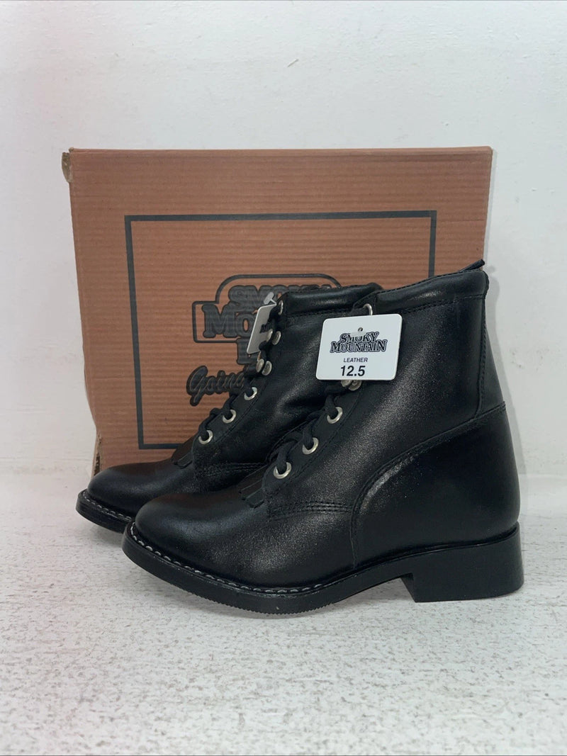 New Kids Black Lace Up Smoky Mountain Cowboy Boots. 3009 C 12.5 12 1/2 D. 23-10