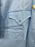 New Men’s ELY Cattleman Blue Short Sleeve Pearl Snap 16.5 Large AA-93