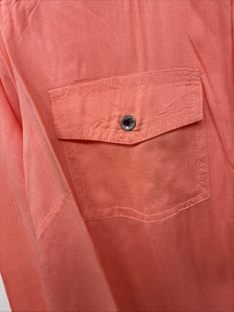 New Women’s Cumberland Pink Designed Long Sleeve Pearl Snap Small II-100