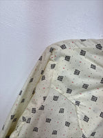 New Women’s Lady DJ Yellow Print Long Sleeve Zip Up Show Shirt Size 34 YY-110