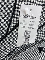 New Men’s White Horse Black White Checker Long Sleeve Pearl Snap 2XL F-102