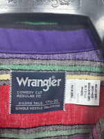 New Men’s Wrangler Multicolor Stripe Long Sleeve Button Up 17.5 X 35 XL V-58