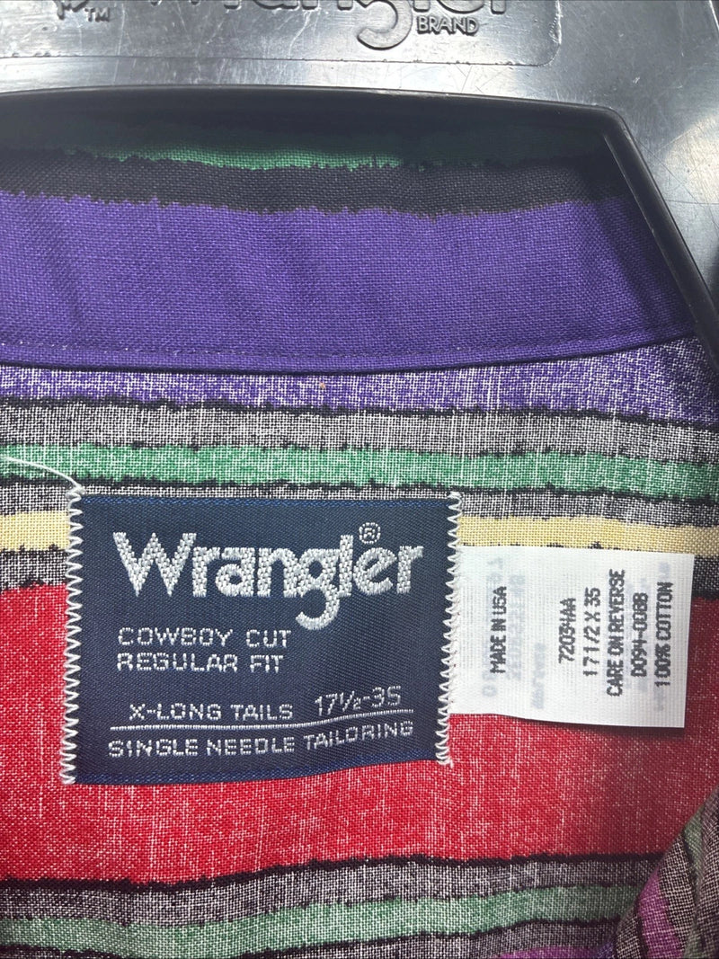 New Men’s Wrangler Multicolor Stripe Long Sleeve Button Up 17.5 X 35 XL V-58