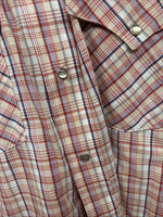 New Women’s Pandhanel Slim Red Plaid Short Sleeve Pearl Snap 15.5 Large MM-20