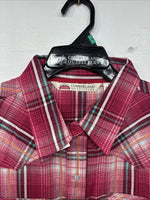 New Women’s Cumberland Pink Plaid Long Sleeve Pearl Snap XL GG-73