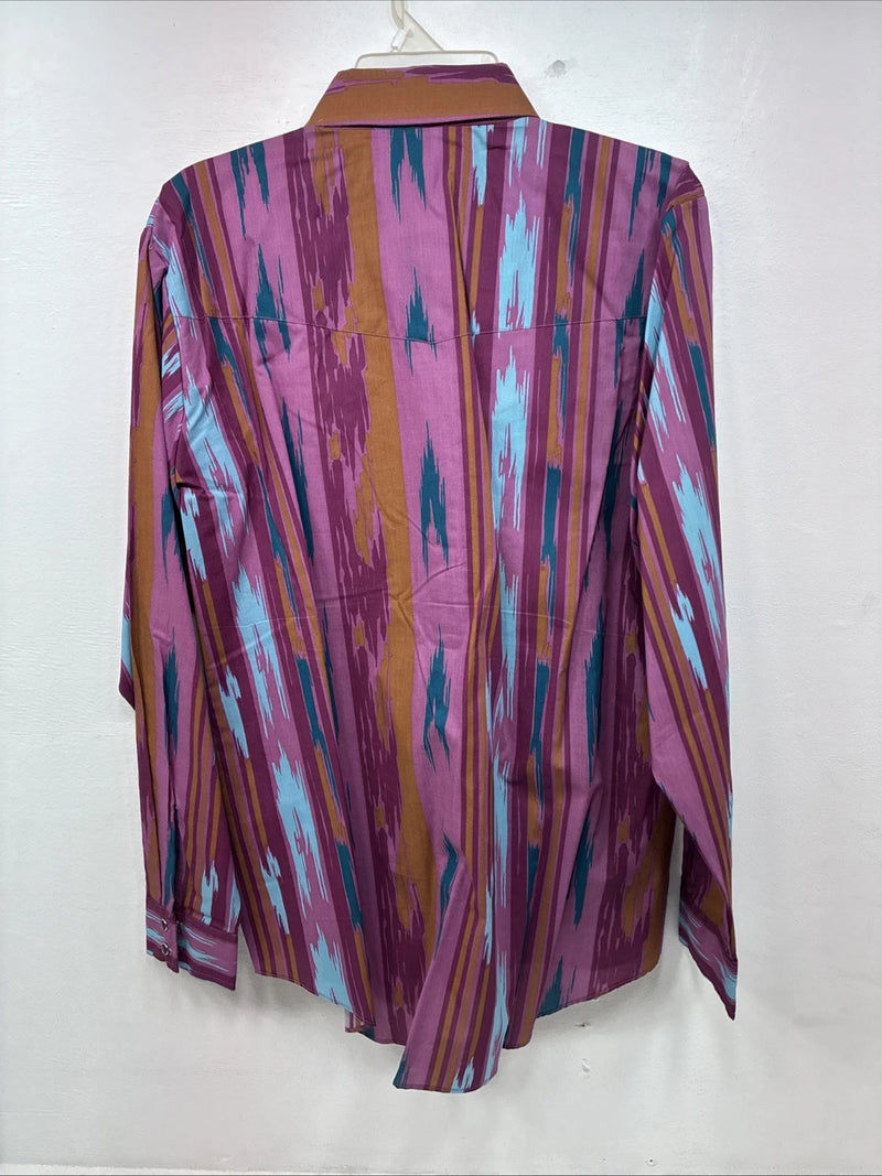 New Women’s Country Charmers Purple Designed Long Sleeve Pearl Snap Large II-80