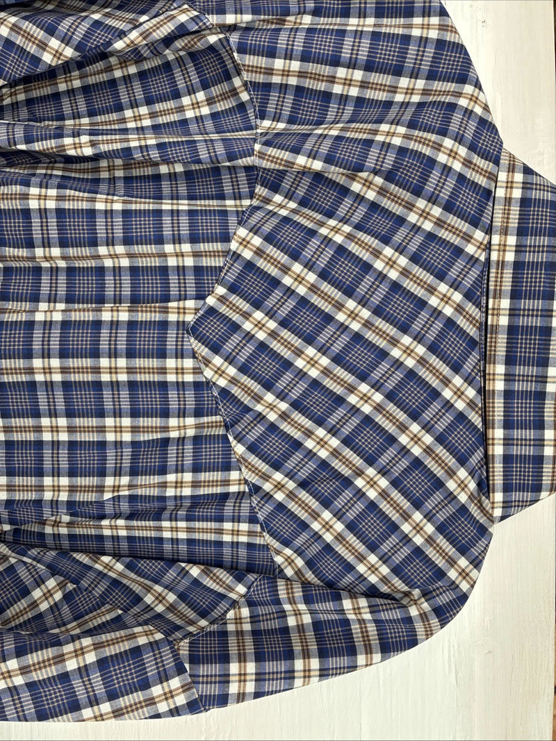 New Men’s Mesquite Blue Flannel Long Sleeve Pearl Snap 20 X 36 4XL  H-62