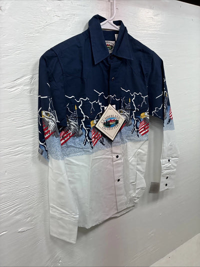 New Kids Cumberland Eagle Designed Long Sleeve Pearl Snap Medium CC-78