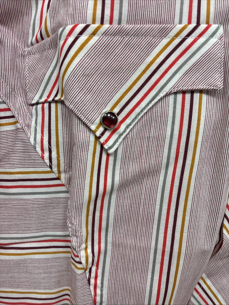 New Men’s Tem Tex Pink Stripe Long Sleeve Pearl Snap 15 Medium X-44