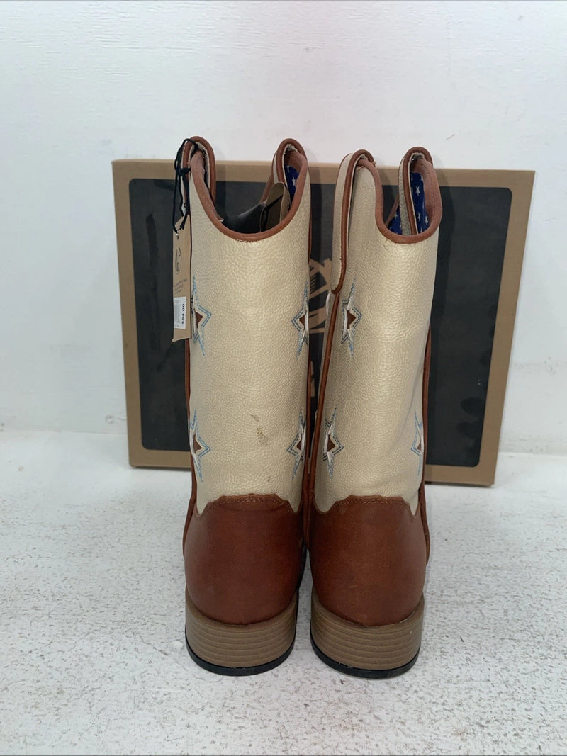New Youth Brown DBL Barrel Cowboy Boots. 4471402 5. 2-102