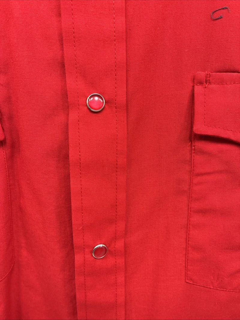 New Men’s ELY Cattleman Red Simple Long Sleeve Pearl Snap Medium J-92