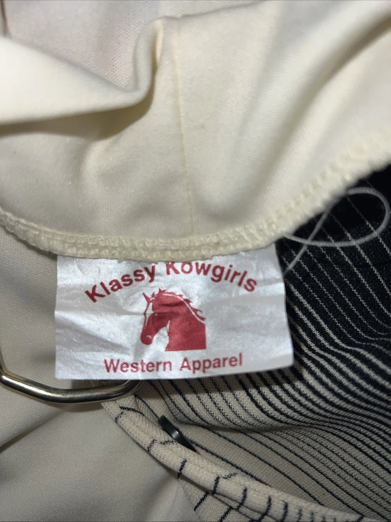 New Women’s Klassy Kowgirls White Western Show Shirt Vest Large UU-36