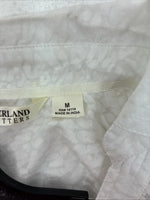 New Women’s Cumberland White Cheetah Print Long Sleeve Pearl Snap Medium LL-77