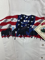 New Women’s Cumberland White Design Short Sleeve Pearl Snap Medium MM-84