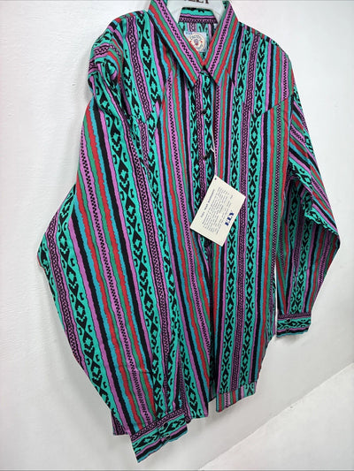 New Women’s Country Charmers Multicolor Long Sleeve Pearl Snap XL II-57