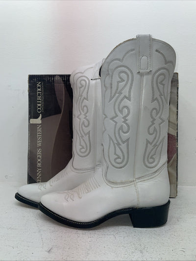 New Women’s White Kenny Roger’s Cowboy Boots. 50507 9.5 9 1/2 D. 5-37