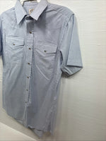 New Men’s Texas Sage Blue Short Sleeve Pearl Snap 16.5 Large Q-82