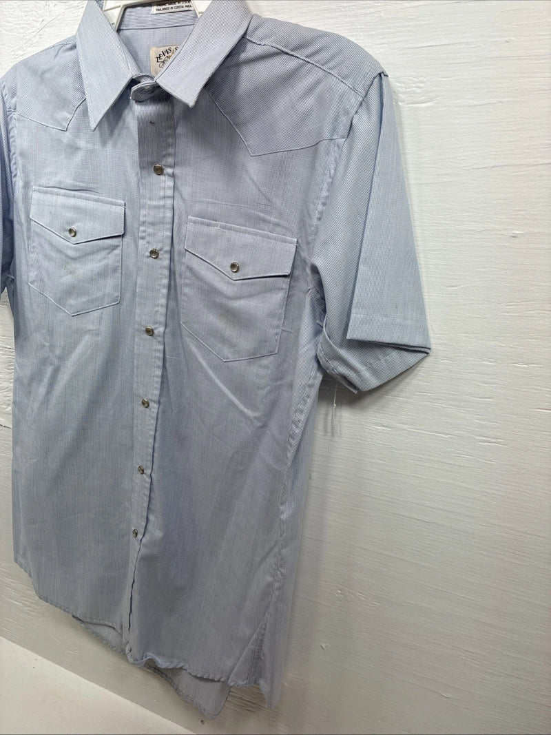 New Men’s Texas Sage Blue Short Sleeve Pearl Snap 16.5 Large Q-82