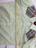 New Women’s Western Shirt Green Plaid Long Sleeve Pearl Snap 16 XL CC-94