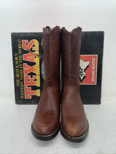 New Men’s Brown Texas Brand Cowboy Boots. 8021 9 D. 4-99