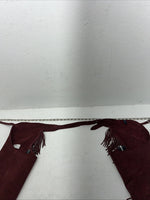 New Burgundy Congress Leather Show Chaps With Fringe Adjustable Waist 42” N-35