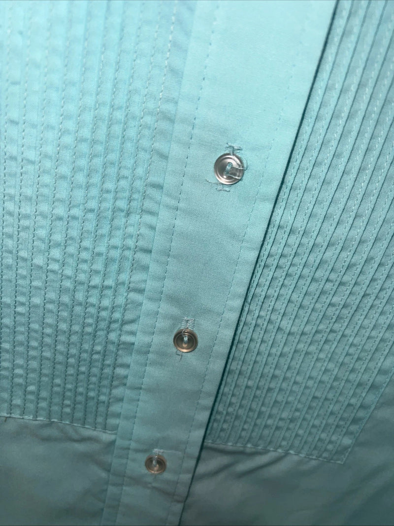 New Women’s Blue Western Collection English Long Sleeve Button Up Shirt 14 3B-76