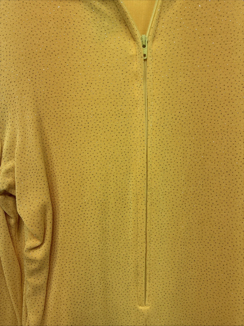 New Dressed To Win Yellow Half Zip Long Sleeve Showing Bodysuit Medium TT-43