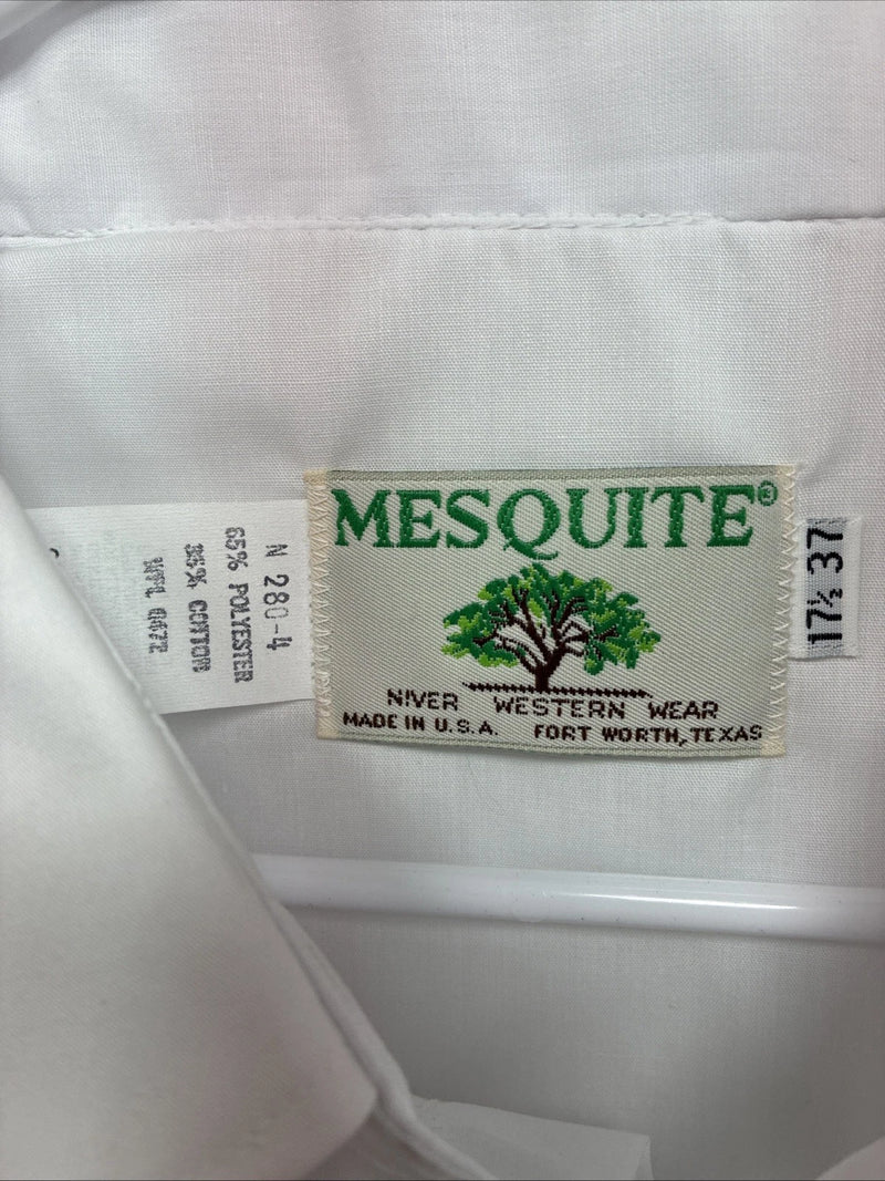 New Men’s Mesquite White Western Long Sleeve Pearl Snap 17.5 X 37 XL R-76