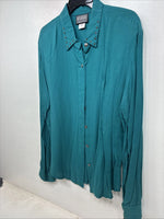 New Women’s Roughrider Blue Long Sleeve Button Up Size Large TT-133