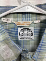 New Men’s Miller Blue Green Plaid Long Sleeve Pearl Snap 16 Large Q-71