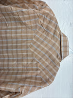 New Men’s ELY Cattleman Tan Plaid Short Sleeve Pearl Snap Medium Short K-70