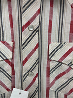 New Boys White Horse Red Stripe Long Sleeve Pearl Snap Medium DD-113