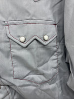 New Men’s Dee-Cee Grey Red Long Sleeve Pearl Snap 16.5 X 33 Large X-65