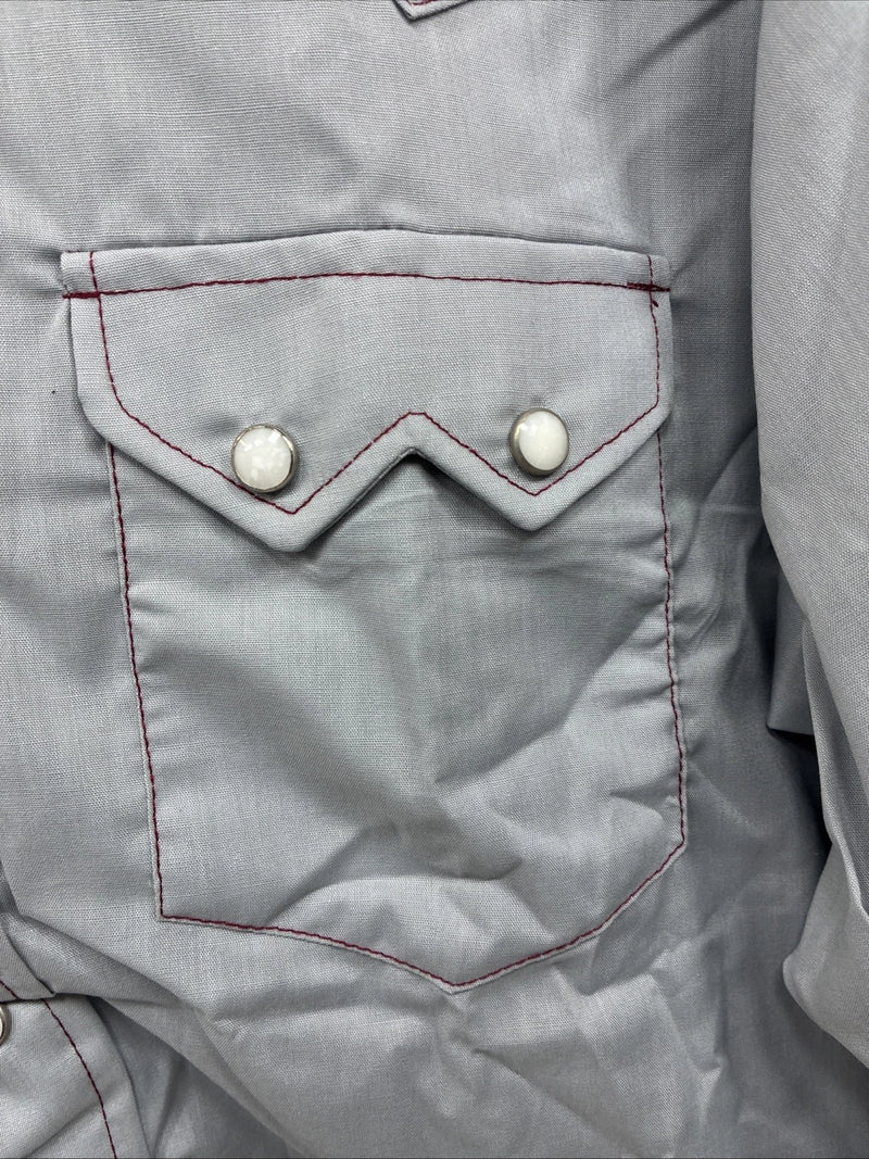New Men’s Dee-Cee Grey Red Long Sleeve Pearl Snap 16.5 X 33 Large X-65