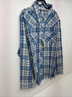 New Women Cumberland Blue Plaid Long Sleeve Pearl Snap 2XL GG-18