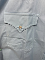 New Men’s ELY Cattleman Blue Simple Short Sleeve Pearl Snap XL F-85