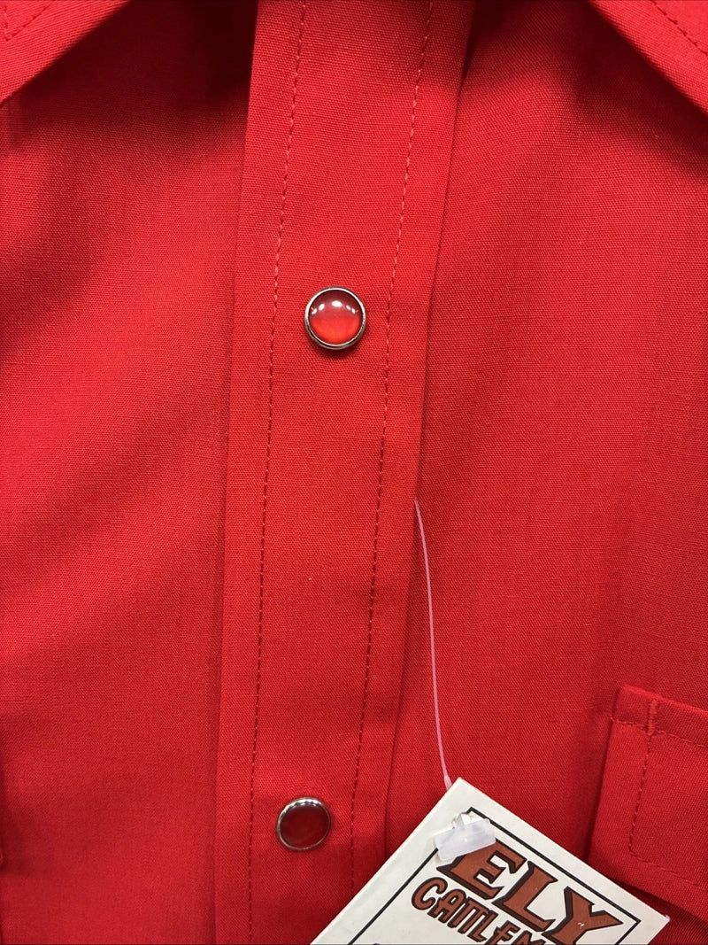 New Men’s ELY Cattleman Red Short Sleeve Pearl Snap 16.5 Large X-57