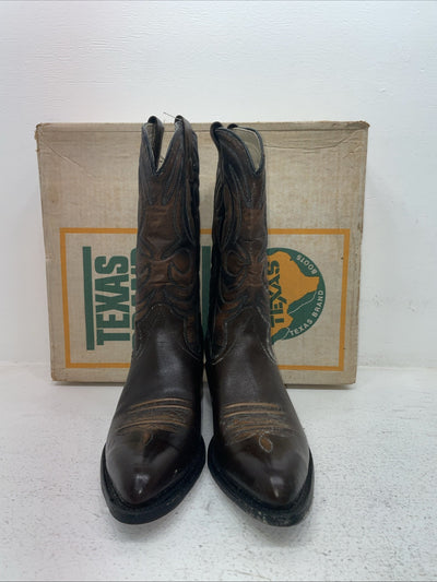 New Men’s Brown Texas Brand Cowboy Boots. 6611 9.5 9 1/2 E E. 4-43