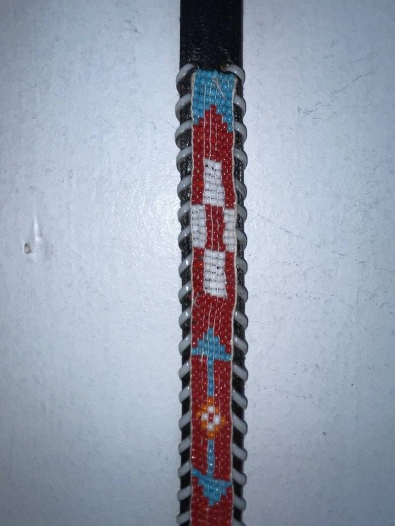 New Black Genuine Leather Beaded 30” Belt Z-64