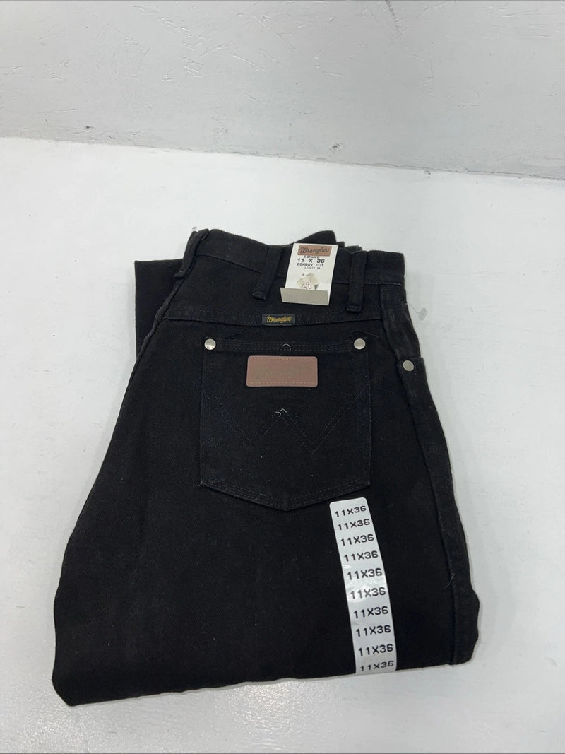 New Men’s Black Wrangler Cowboy Cut Denim Jeans. 11x36 J-5