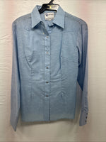 New Men’s DR Westerns Baby Blue Designed Long Sleeve Pearl Snap 10 Small J-50