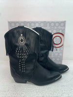 New Children’s Black With Fringe Dingo Cowboy Boots. C 2220 1.5 1 1/2 D. 23-114