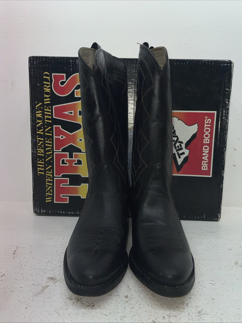 New Men’s Black Texas Brand Cowboy Boots. 5100 10.5 10 1/2 D. 7-112
