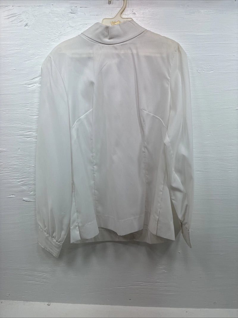 New Womens Prior Westerns White Long Sleeve Pearl Snap Button Collar Small J-60