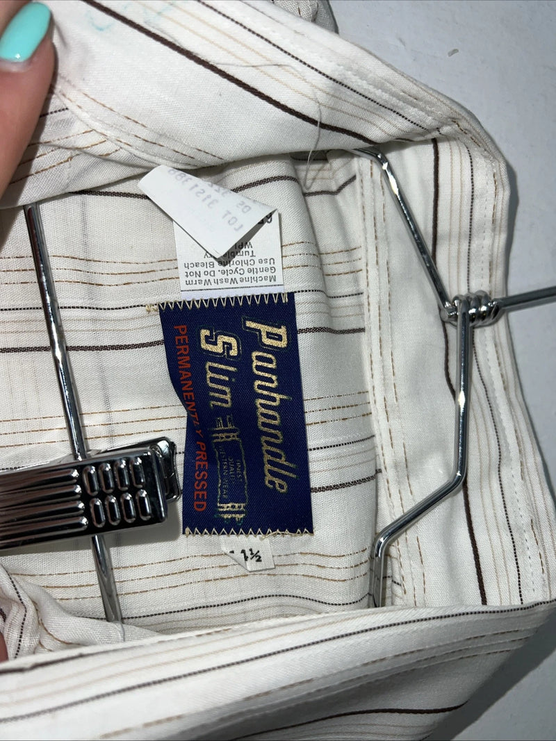 New men’s Panhandle slim white Stripped Pearl Snap Short Sleeve 14.5 Small A-179