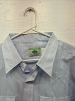 New Men’s Mesquite Light Blue Long Sleeve Pearl Snap 18 X 37 2XL E-54