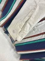 New Men’s Mine & Bills White Multicolor Stripe Long Sleeve Button Up Large V-78