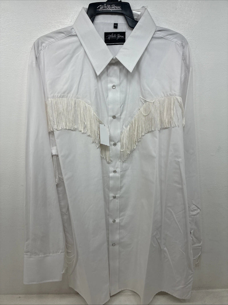 New Women’s White Horse White Fridge Long Sleeve Pearl Snap XXL TT-33