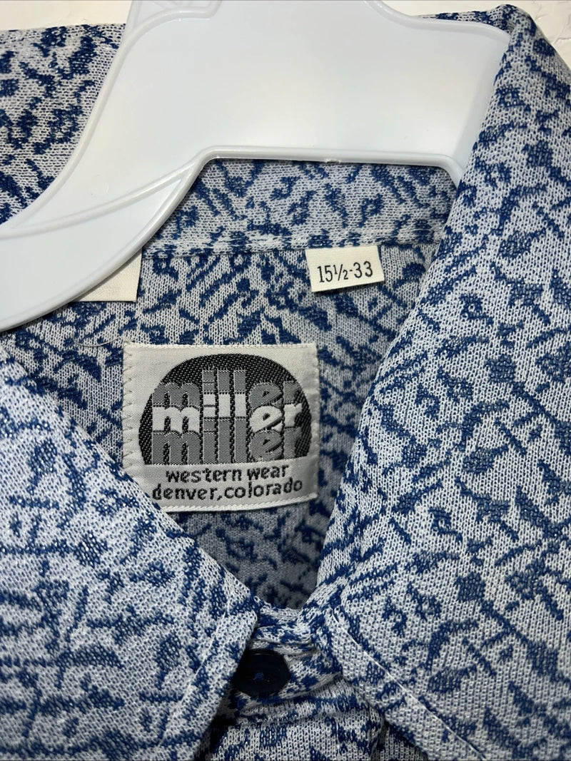 New Men’s Blue Pearl Snap Miller Long Sleeve Shirt. 15.5x33 M I-45