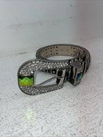 New Black And White Genuine Leather Nocona Rainbow Bling M Belt #N1330999 Z-27